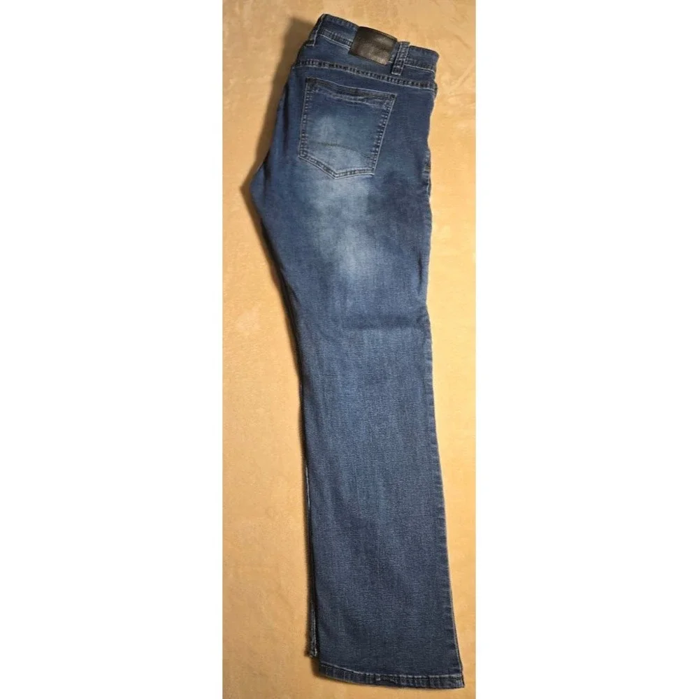 Steve's Jeans Mens 38x32 Blue Straight Leg Stretch Denim Pants Zipper Pocket 897